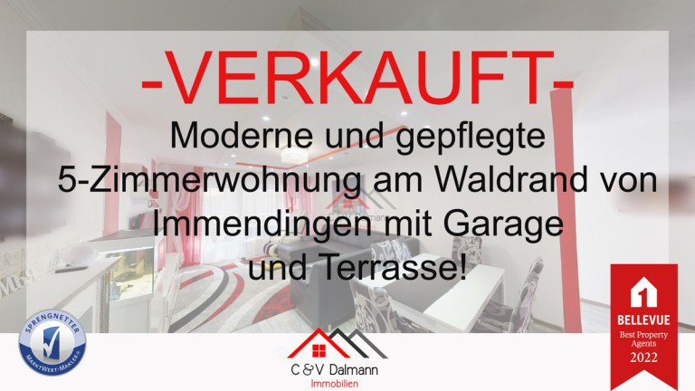 Verkauft Immendingen Erdgeschosswohnung Moderne und gepflegte 5-Zimmerwohnung am Waldrand von Immendingen mit Garage und Terrasse!
