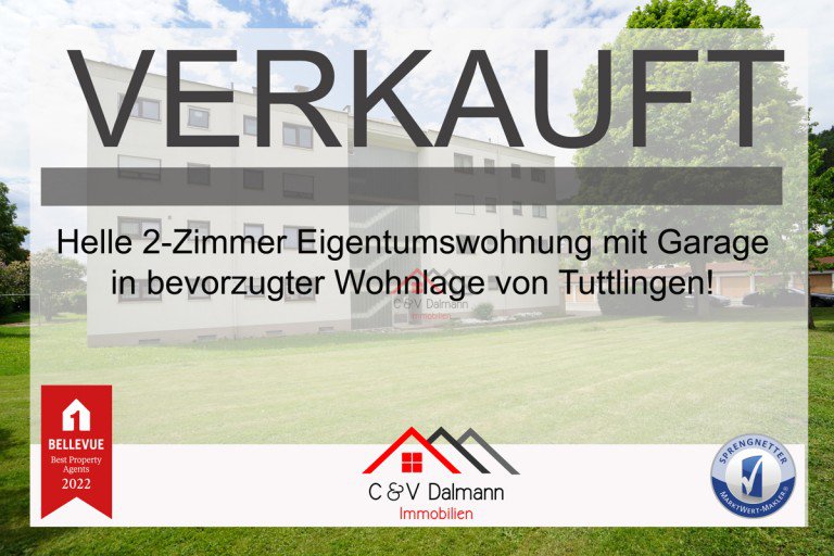 VERKAUFT Tuttlingen Etagenwohnung Helle 2-Zimmer Eigentumswohnung mit Garage in bevorzugter Wohnlage von Tuttlingen!