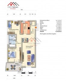 Grundriss Attraktive Eigentumswohnung mit Balkon und TG-Stpl. in bevorzugter Wohnlage von Stuttgart- Degerloch