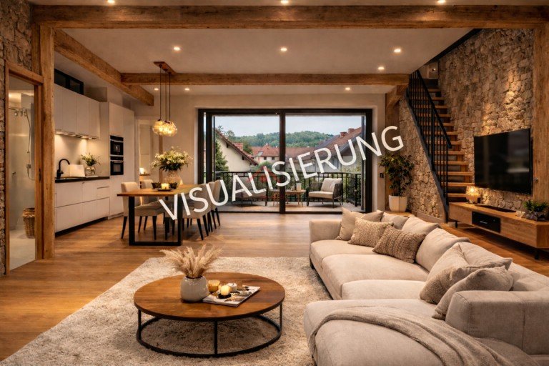 Visualisierung - Wohnung Nr. 6 Loft Tuttlingen / M�hringen Loft-Studio-Atelier Dachgeschoss-Loft mit Galerie im Rohbau - ca. 92 m� Wohnfl�che - au�ergew�hnliches Ausbauprojekt